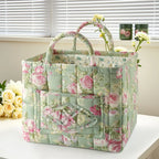 Portable Floral Fabric Storage Basket