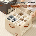 Space-Saving Fabric Shoe Storage Box with Clear Lid