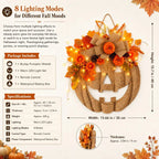 Lighted Burlap Pumpkin Wreath