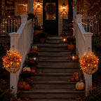 Lighted Burlap Pumpkin Wreath