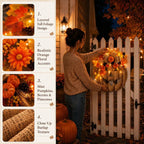 Lighted Burlap Pumpkin Wreath