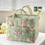 Portable Floral Fabric Storage Basket