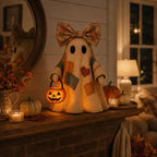 Vintage Patchwork Ghost Decor( LED Pumpkin Lantern)