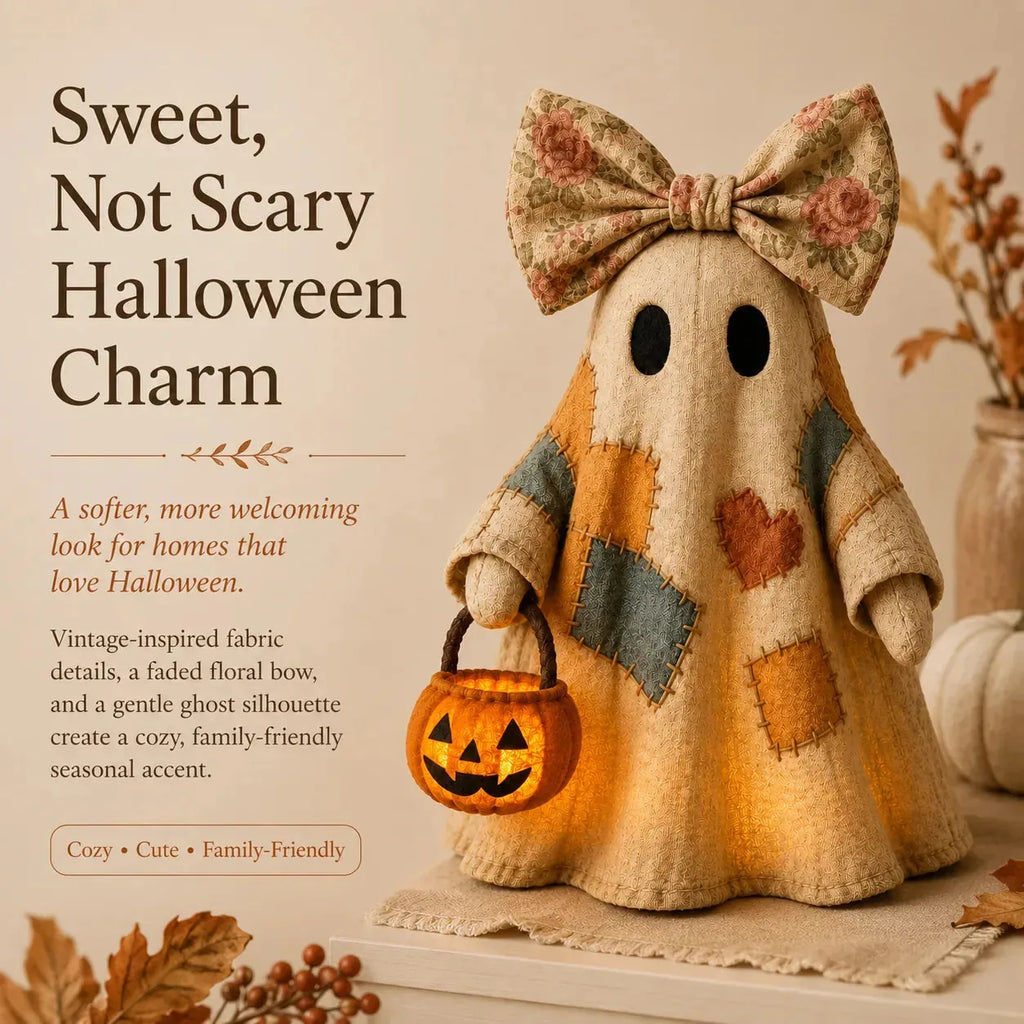 Vintage Patchwork Ghost Decor( LED Pumpkin Lantern)