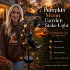 Solar Halloween Garden Stake Light with Black Cat & Pumpkin