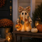 Vintage Patchwork Ghost Decor( LED Pumpkin Lantern)