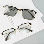 Black & Gold Semi-Rimless Crystal Clear Focus Reading Glasses
