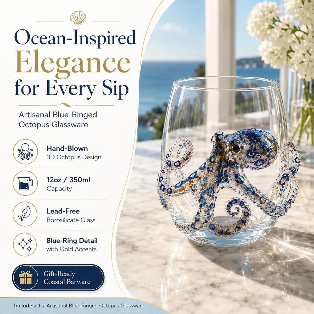 The Perfect Beach House Gift3D Ocean Animal Artisan Glassware Collection
