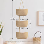 3-Tier Woven Cotton Wall-Mounted Storage Organizer Bag