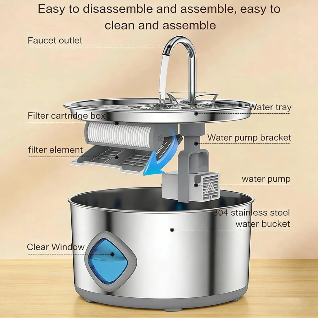 SiopsrlStainless Steel Cat/Dog Water Fountain
