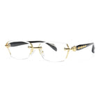 Rimless Metal Anti-Blue Light Reading Glasses 2 Pcs