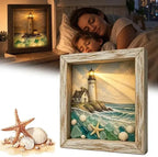 Coastal Lighthouse Glass Shadow Box Night Light