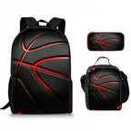 Basketball Print 3-in-1 Backpack Picnic Bag Pencil Case Set