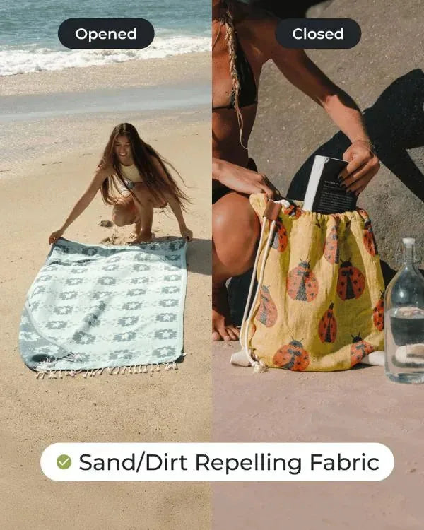 2-in-1 Convertible Towel & Backpack with Inner Zip Pocket & Sand-Repelling Fabric