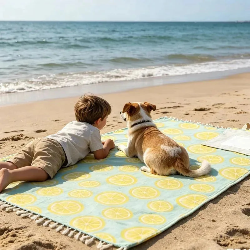 2-in-1 Convertible Towel & Backpack with Inner Zip Pocket & Sand-Repelling Fabric