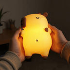 Satsus® Sleeping Capybara Breathing Squishy Silicone Companion Sound LED Night Light Perfect Gift