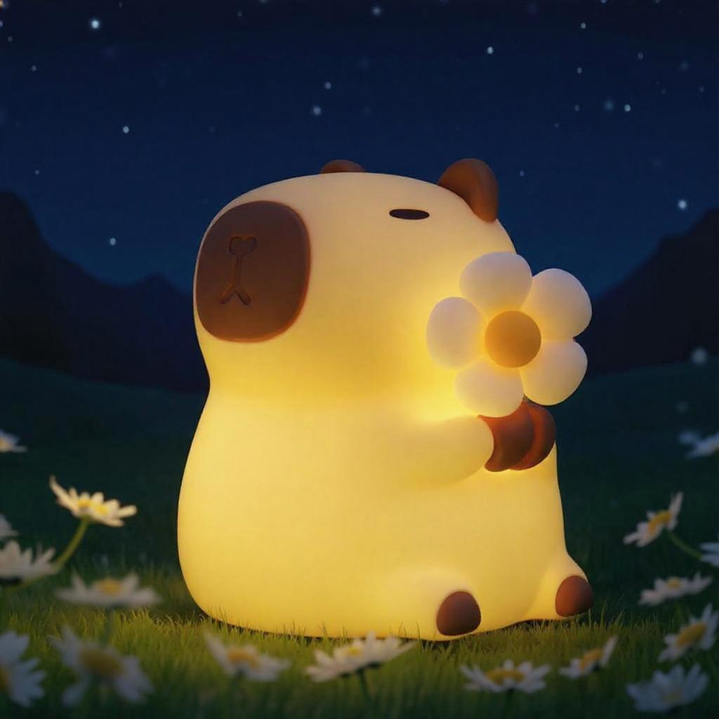 Satsus® Flower Capybara Squishy Silicone Night Light - Perfect Gift for Kids and Girls