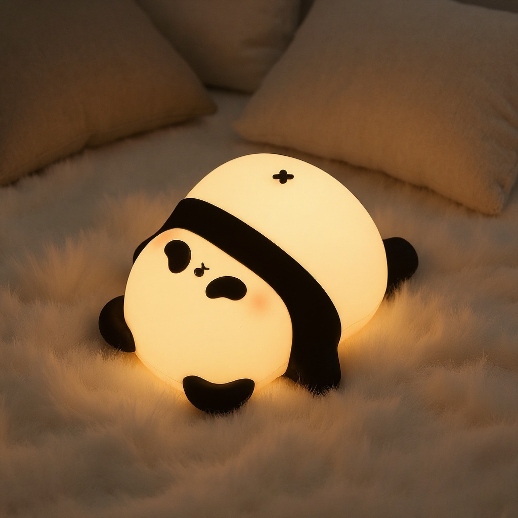 Satsus® Napping Panda Breathing Squishy Silicone Companion Sound LED Night Light Perfect Gift
