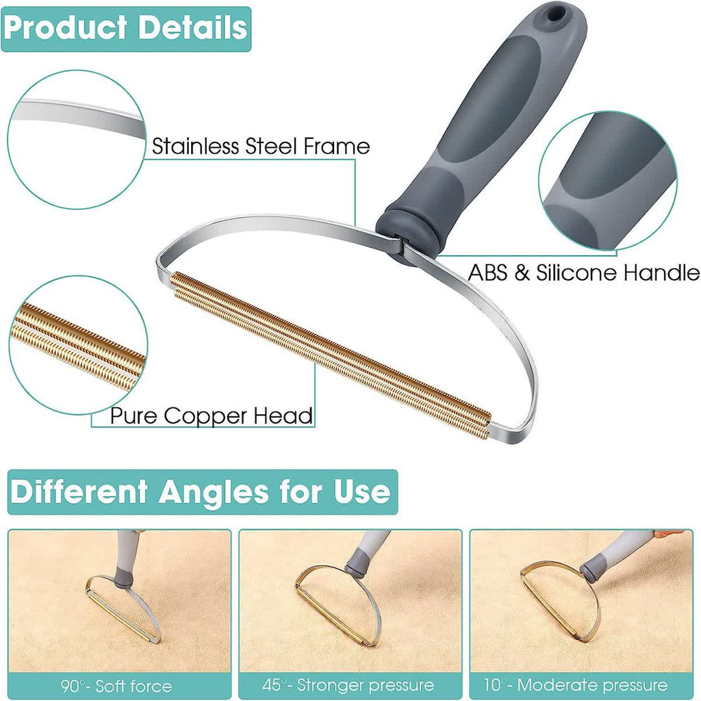 Satsus Copper Rake — Pet Hair Remover for Carpet, Car Mats & Stairs