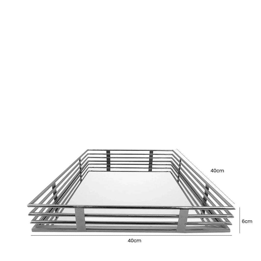 Large Square Chrome Mirrored Tray