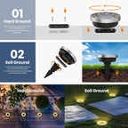 Solar Ground Lights Outdoor Waterproof Solar Powered Pathway Lights