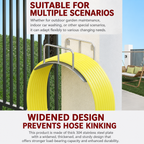 Wall-mounted 304 stainless steel garden hose holder with widened curved design to help reduce hose kinking