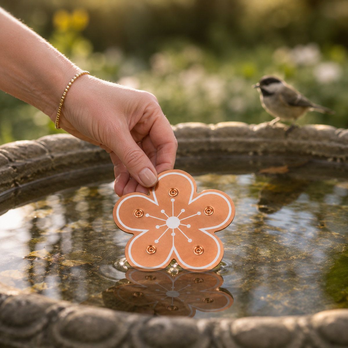 Copper Bird Bath Algae Control Disc for Cleaner Water