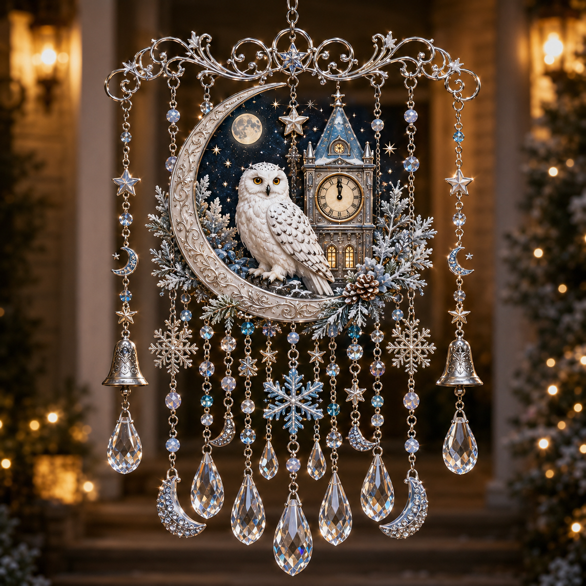 Christmas Crystal Wind Chime - 14 Festive Designs, 20 x 35 cm