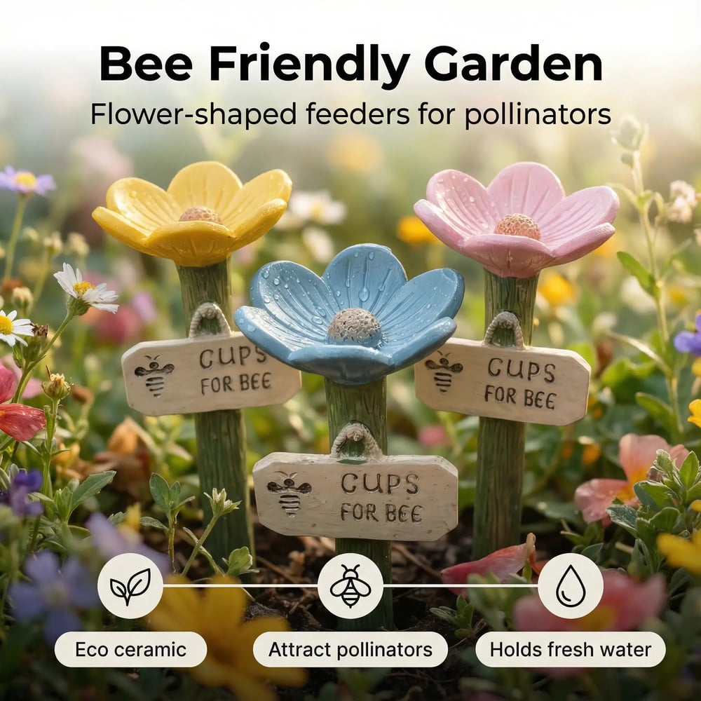 Flower Shaped Bee Watering Station for Garden and Outdoor Use