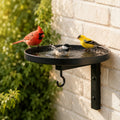 Wall Mounted Bird Bath, 4-in-1 Outdoor Garden Bracket with Feeder Hook