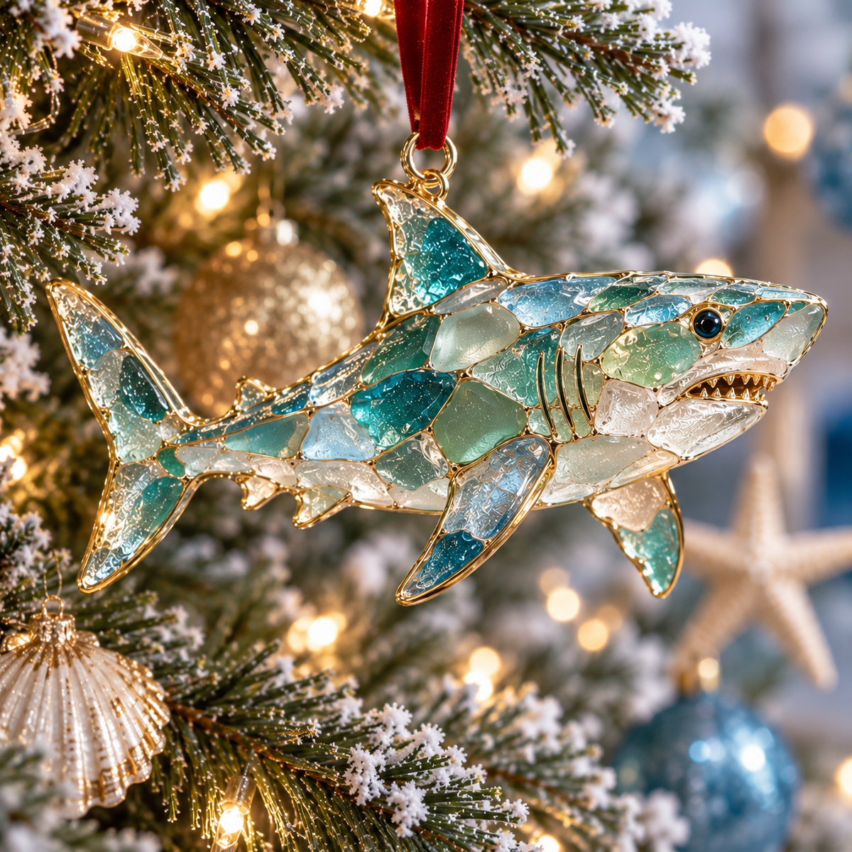 Sea Glass Ocean Christmas Ornaments