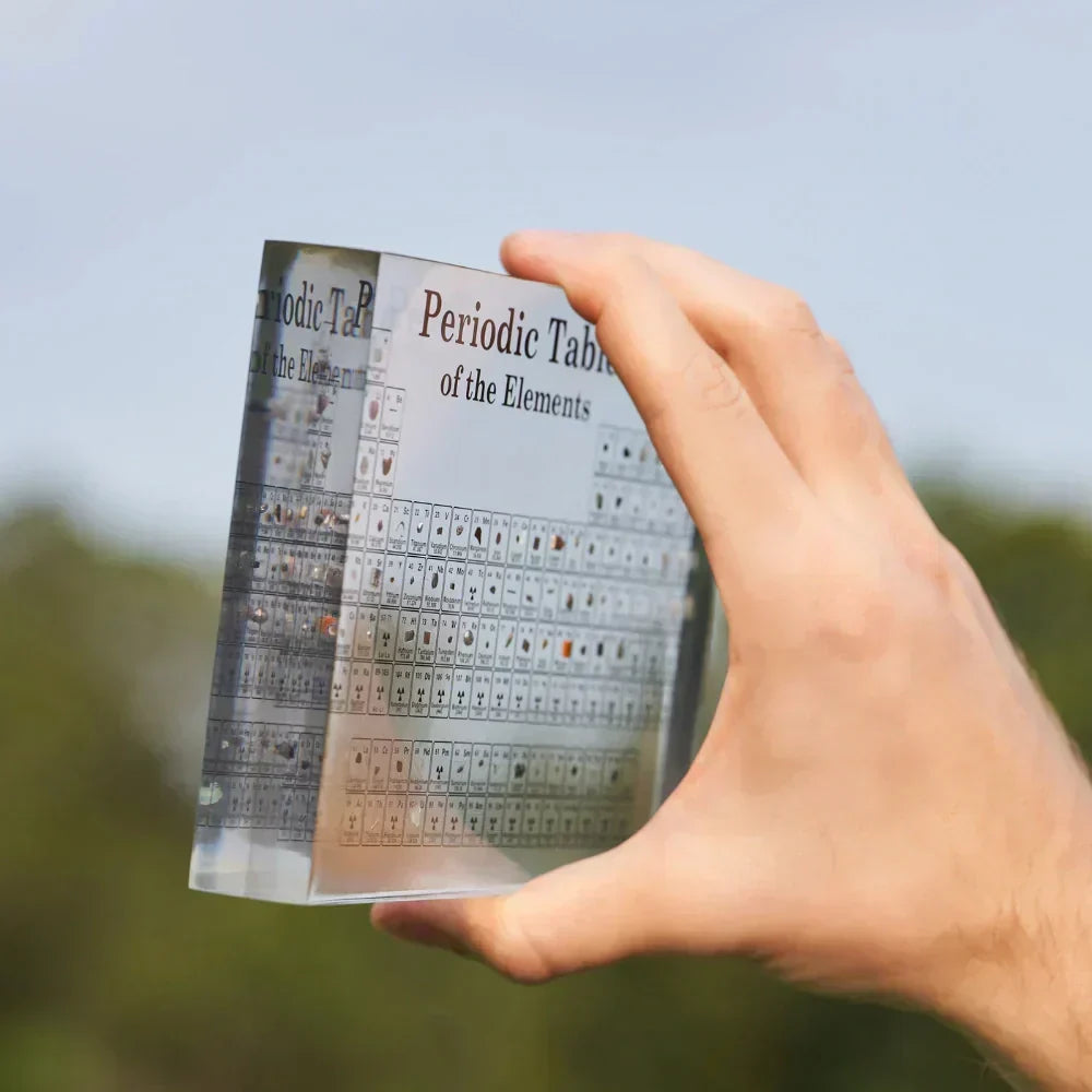 Illuminated Periodic Table with Real Elements and LED Display Base