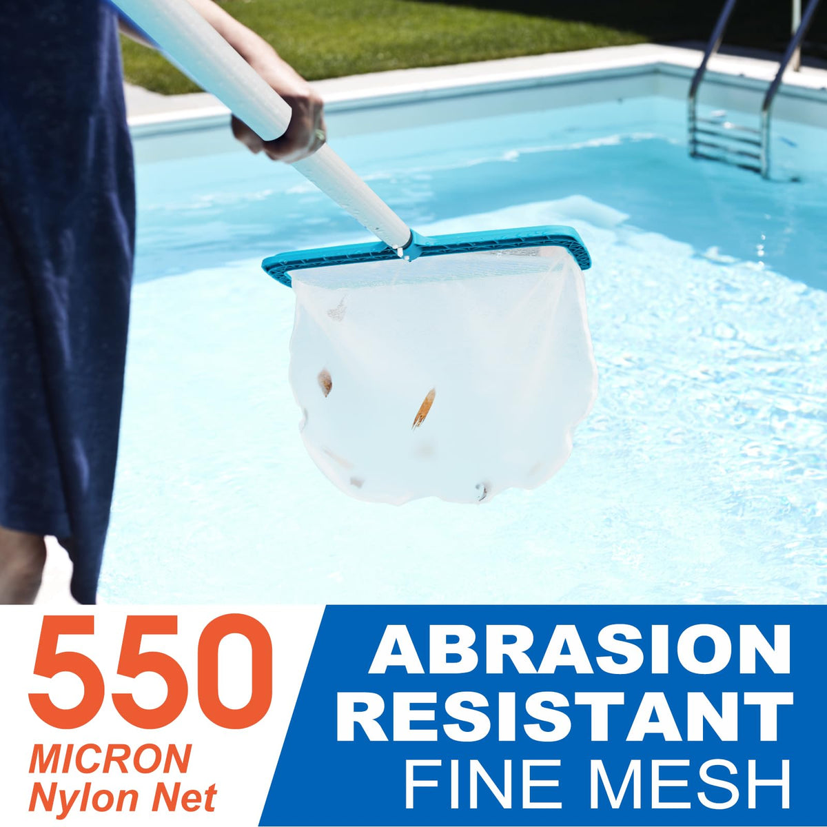 Professional Pool Skimmer Net with Ultra Fine Mesh Deep Nylon Bag