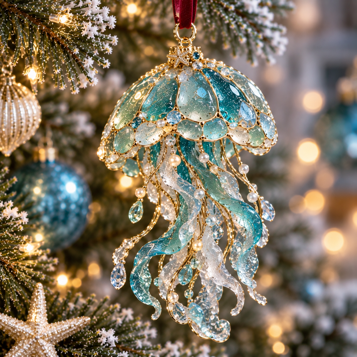 Sea Glass Ocean Christmas Ornaments