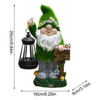 Solar Garden Gnome Statue with Lantern Outdoor Solar Powered Garden Decor