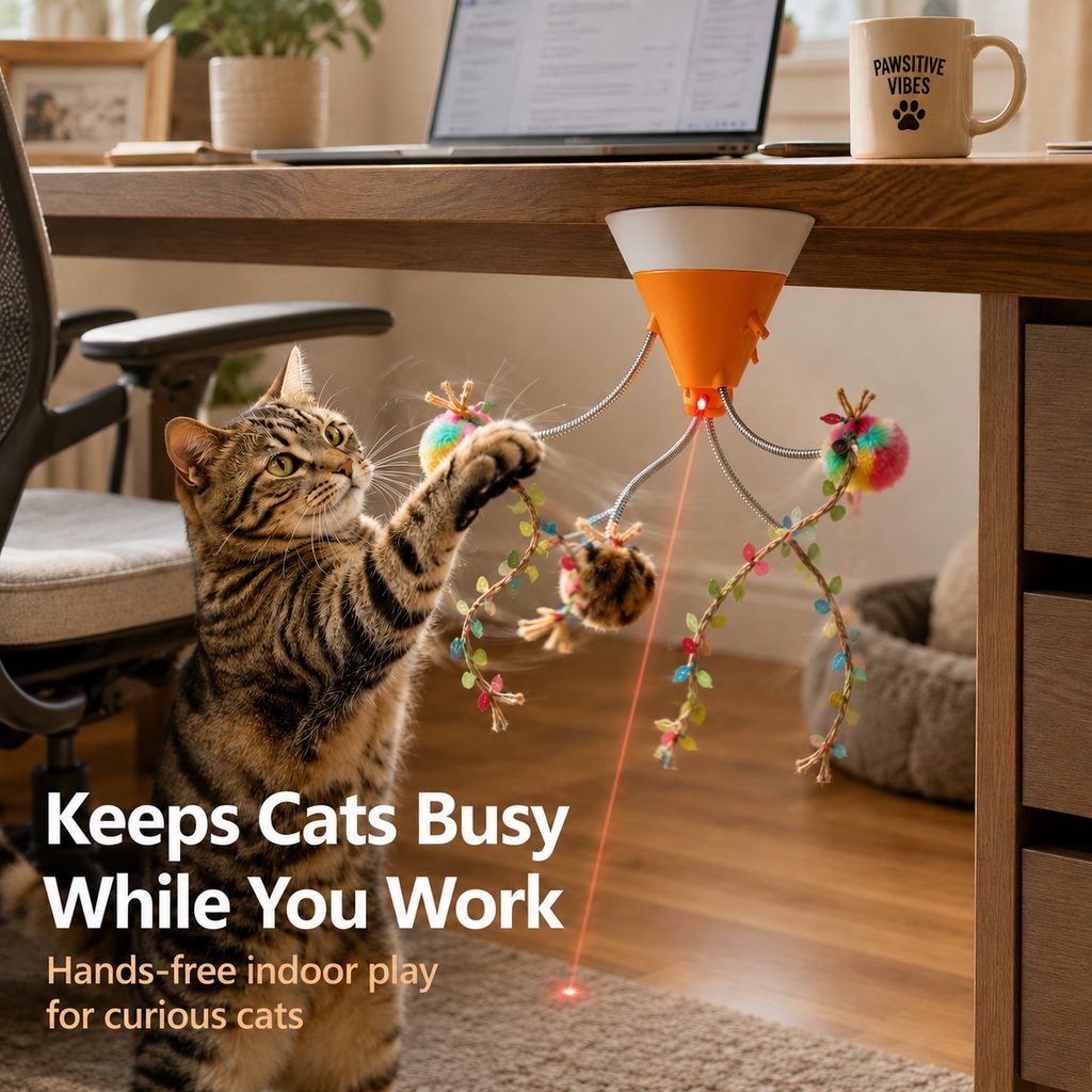 SatsusMiaSpin 360 Magnetic Rotating Cat Teaser Toy for Indoor Cats - USB-C Hands-Free Play to Beat Boredom