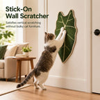 Botanical sisal cat scratcher mat mounted on a door for a cat scratching upright.