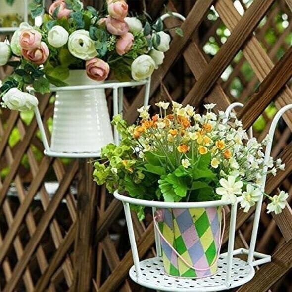 Metal Hanging Plant Basket for Balcony Railing and Fence