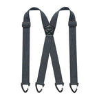 Dark gray X-back men's belt loop suspenders with adjustable straps and hook attachments