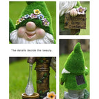 Solar Garden Gnome Statue with Lantern Outdoor Solar Powered Garden Decor