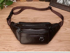 Genuine Cowhide Leather Waist Bag | Ample Storage & Versatile Design for Travel