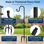 Heavy Duty Bird Feeder Pole with Adjustable Shepherd Hook
