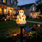 Lighted Vintage Patchwork Ghost Solar Garden Light for Halloween