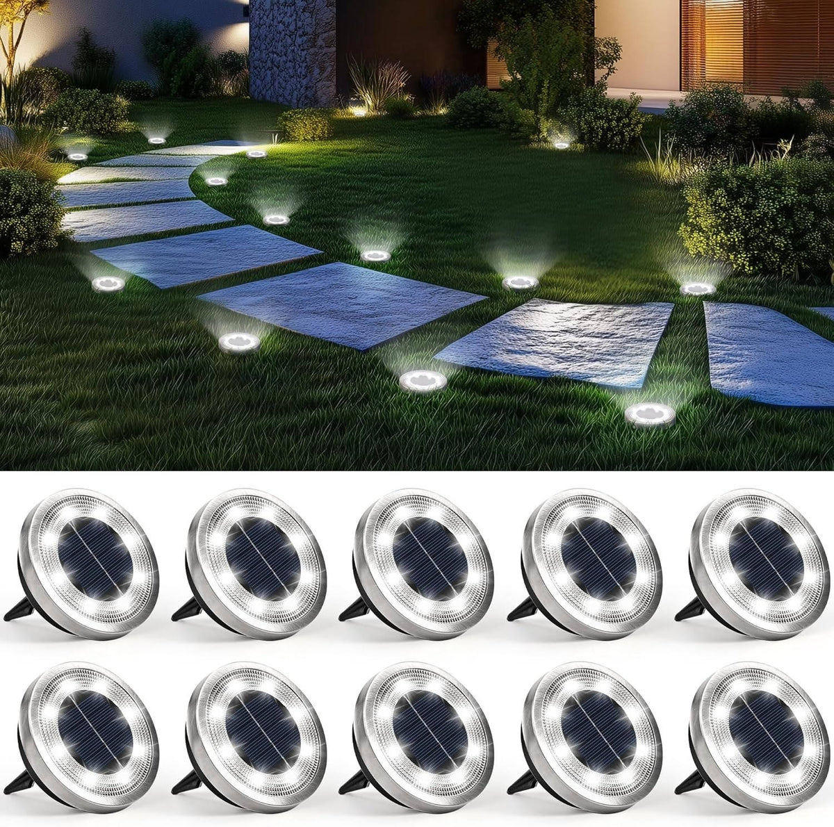 Solar Ground Lights Outdoor Waterproof Solar Powered Pathway Lights