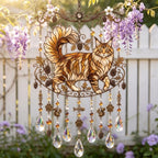 Cat Stained Glass Suncatcher Wind Chime – For Cat Lovers & Pet Owners