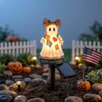 Lighted Vintage Patchwork Ghost Solar Garden Light for Halloween