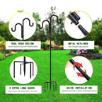 Double Shepherds Hooks for Outdoor, Heavy Duty Bird Feeder Pole, 2 Pack