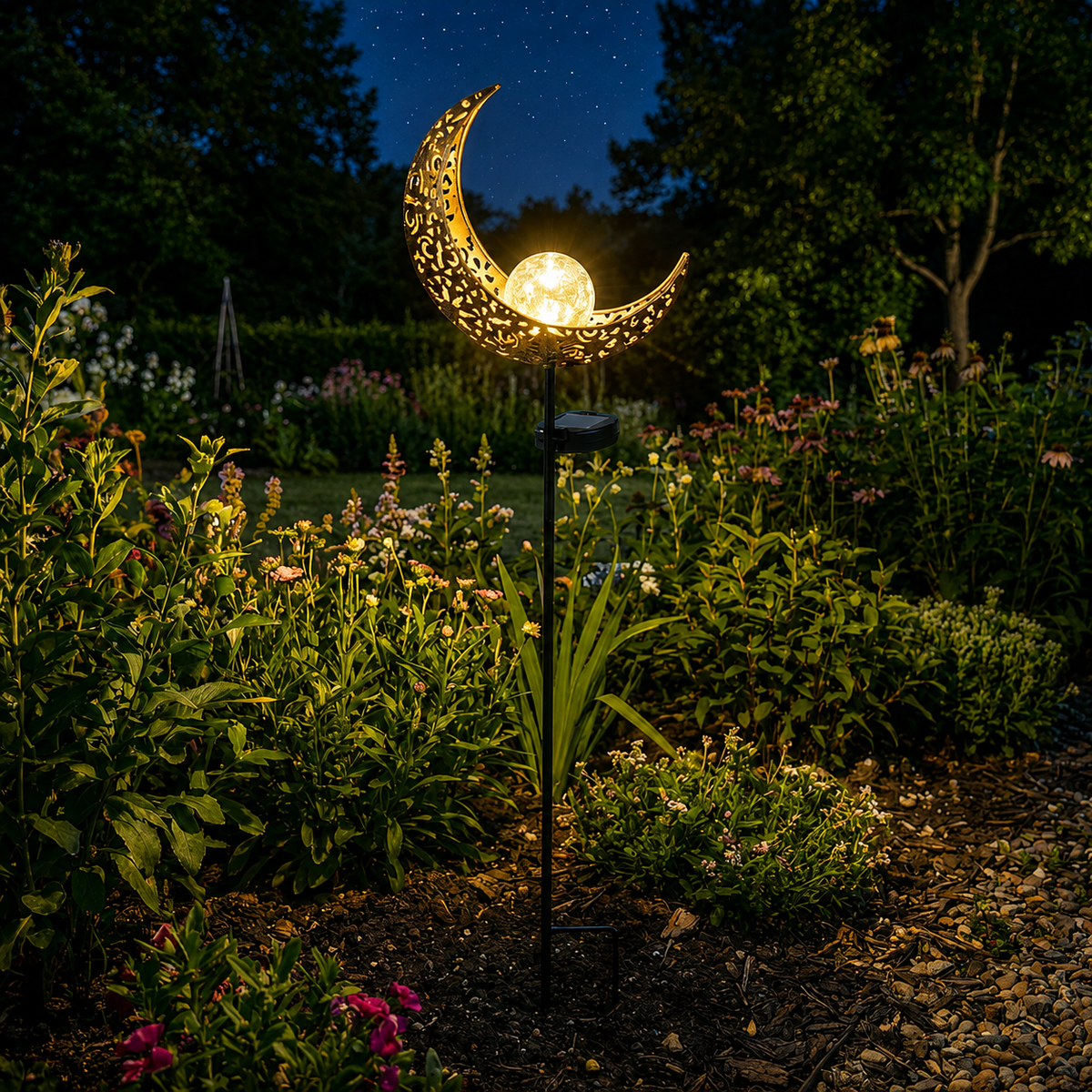 Solar Garden Stake Light with Decorative Pattern for Pathway and Yard