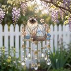 Cat Stained Glass Suncatcher Wind Chime – For Cat Lovers & Pet Owners