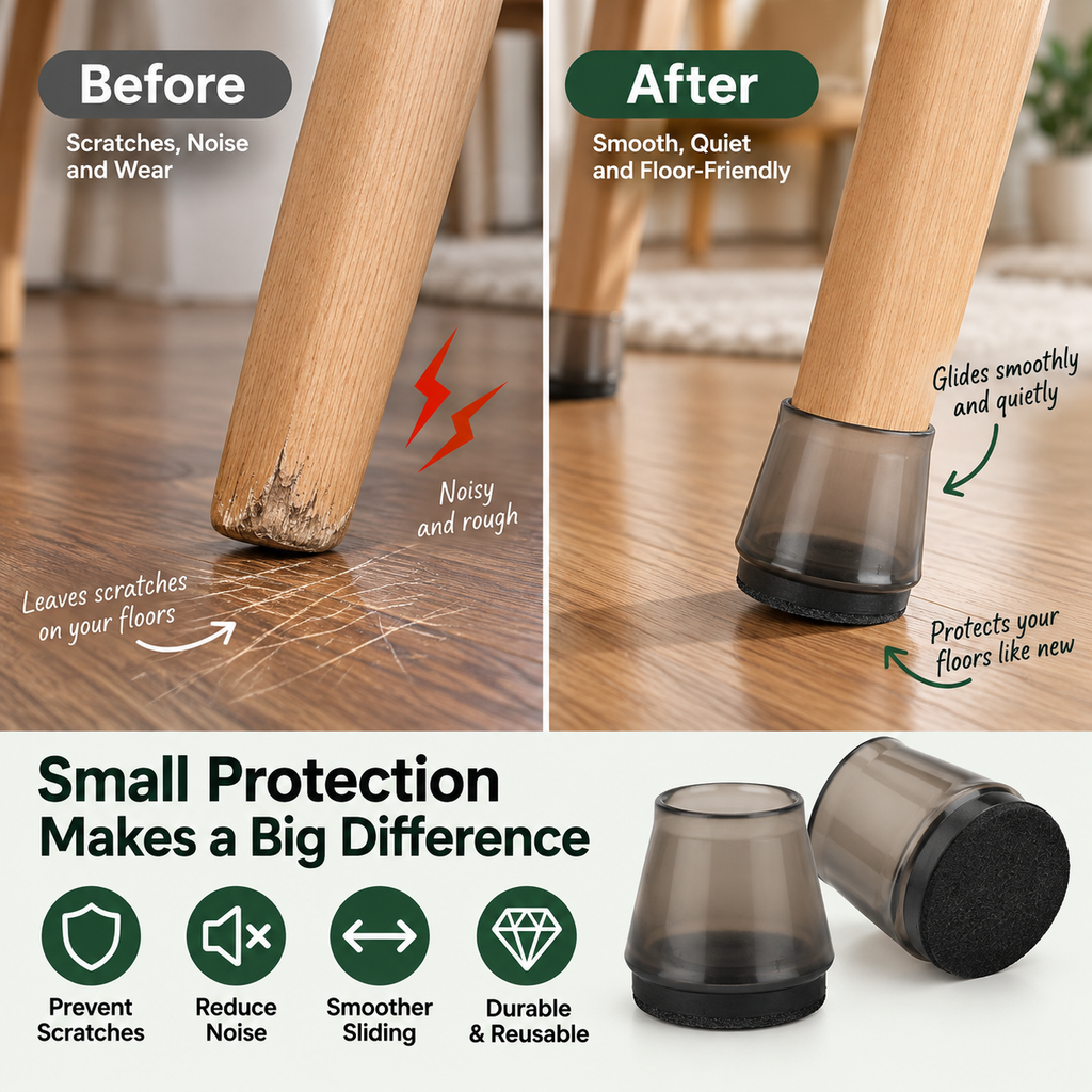 Chair Leg Protectors with Felt Bottom, Reusable Furniture Leg Covers